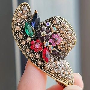 Jeweled Hat Brooch Pin
